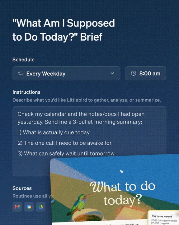 The “What Am I Supposed to Do Today?” Brief routine on navy, with its schedule, instructions, and illustrated cover card